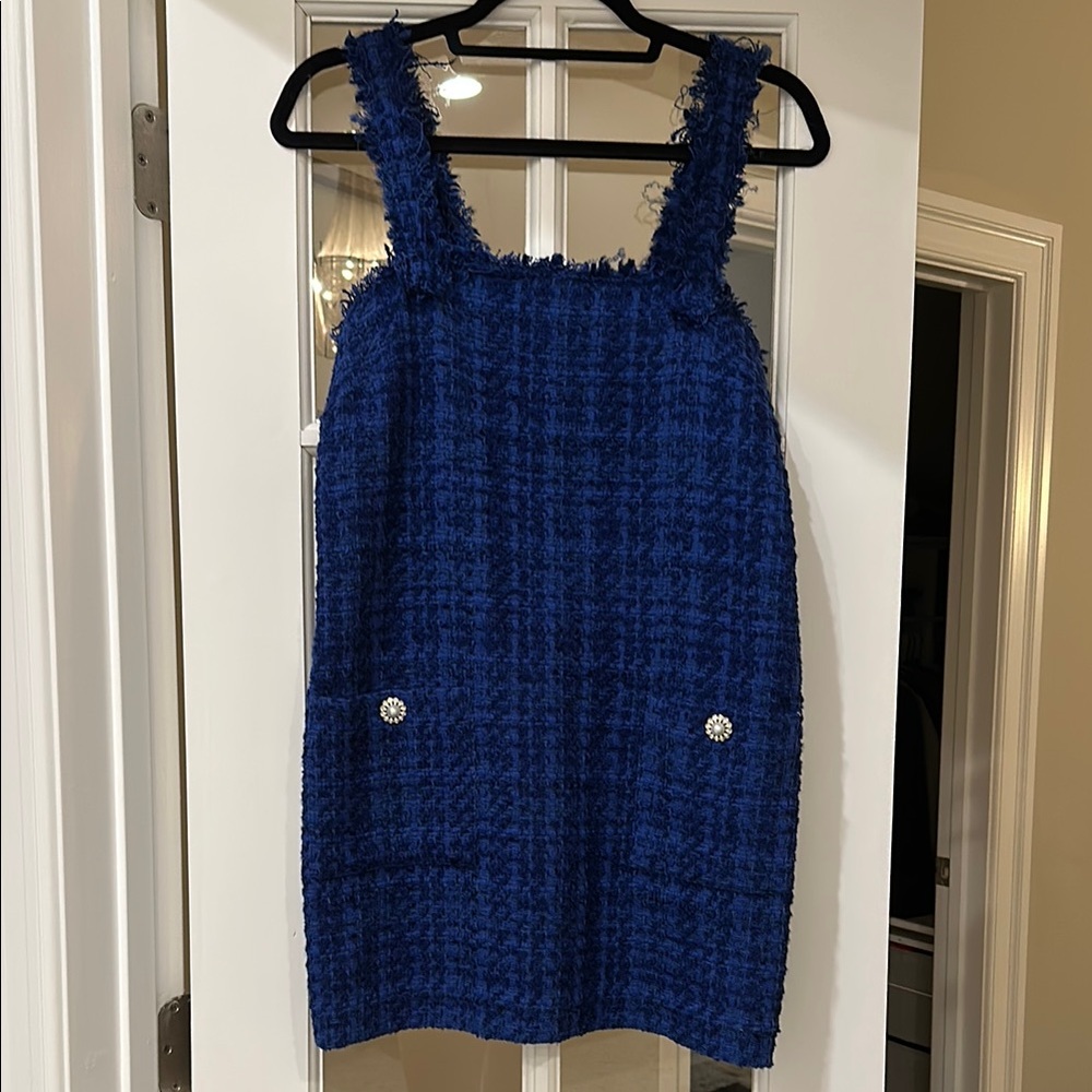 Fun 60s Mod Style Blue Tweed Dress